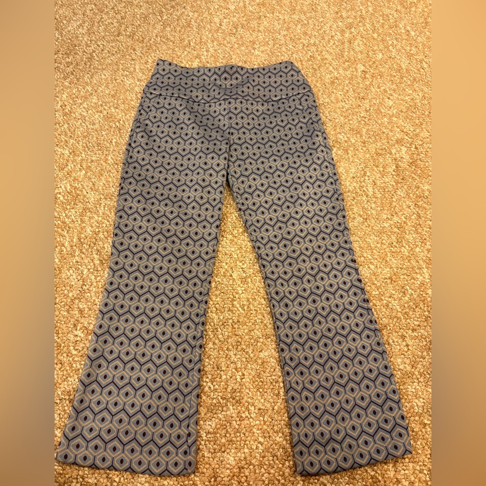 CAbi Blue and Brown Geometric Pants